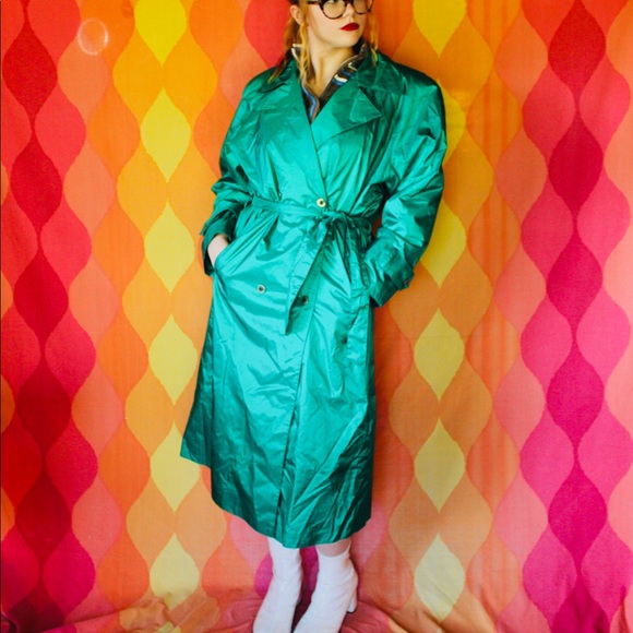 emerald green raincoat